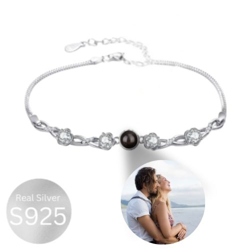 Forever Love™ Customised Photo Ball With Four Diamond Bracelet S925