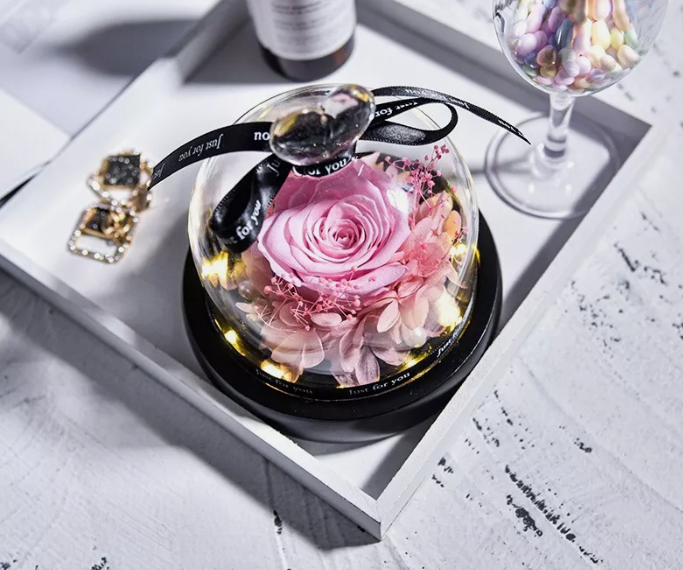 Forever Love™ Eternal Roses in Glass with LED