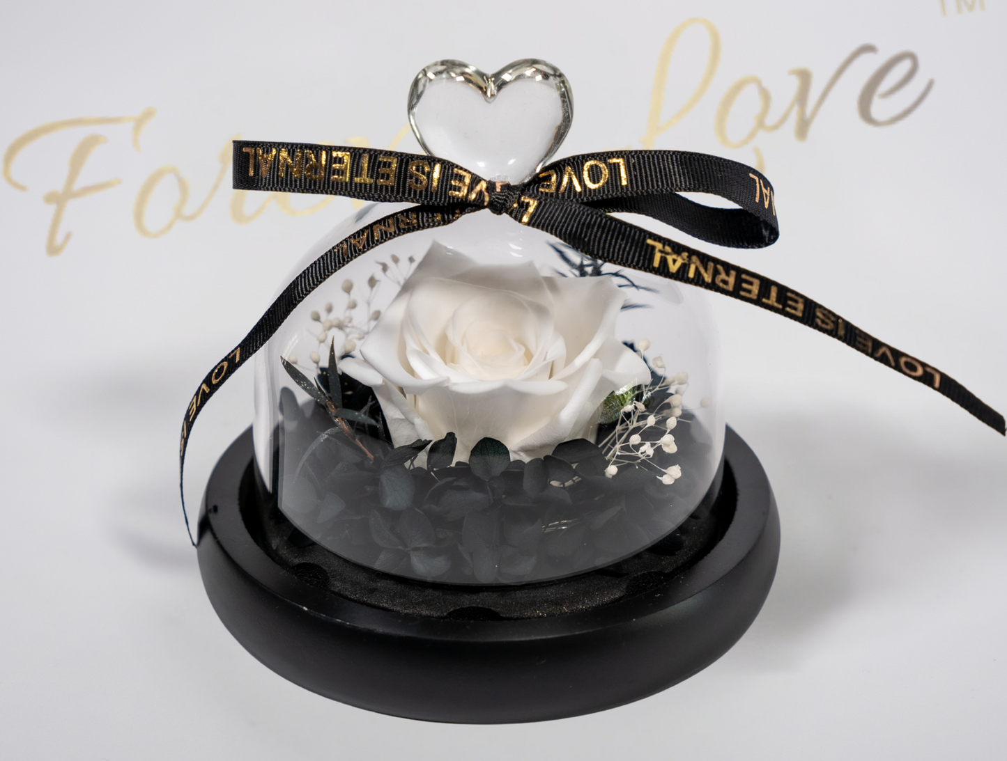 Forever Real Rose in Glass Dome - white