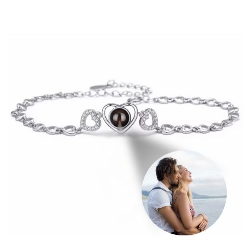 Forever Love™ Customised Photo Double Heart Bracelet
