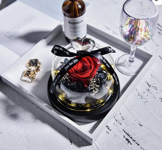 Forever Love™ Eternal Roses in Glass with LED