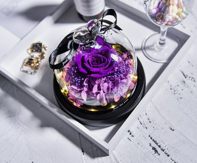 Forever Love™ Eternal Roses in Glass with LED