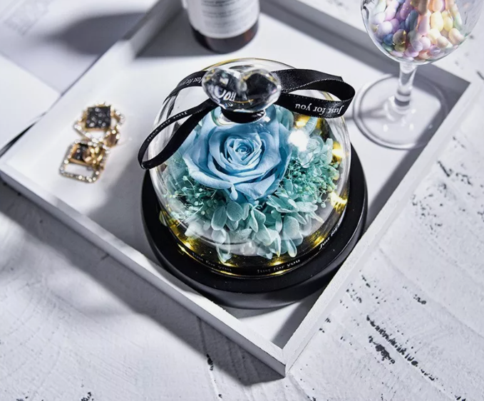 Forever Love™ Eternal Roses in Glass with LED