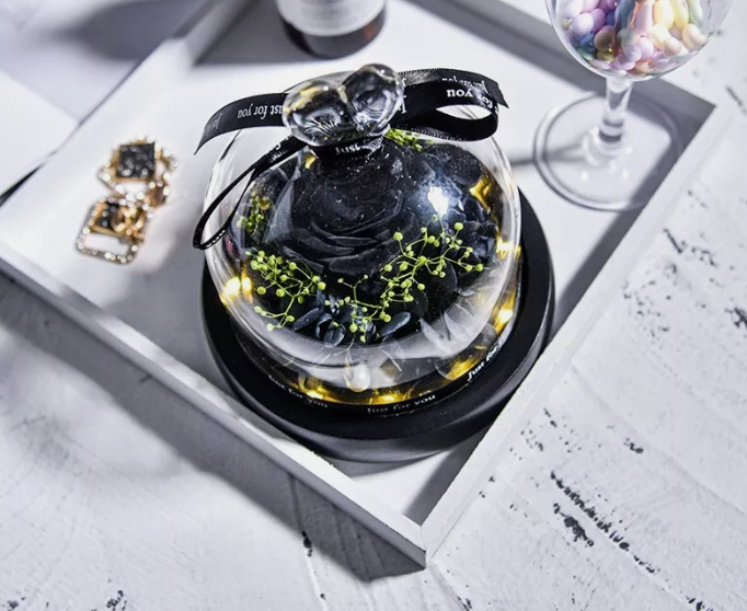 Forever Love™ Eternal Roses in Glass with LED